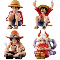 Bandai Genuine Gachapon One Piece Waiting for The Feast Seated Pose Luffy Ace Yamato Capsule Toys