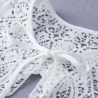 Vintage Palace Style Womens Doll False Fake Collar Hollow Out Crochet Lace Half Shirt Necklace Shawl with Imitation Pearl Bowtie