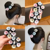 2 colorful sweet wind flower hair net dance ballet Latin dance hair net pocket bun head hair accessories