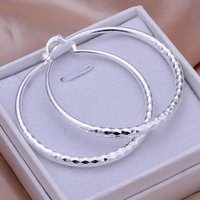 925 Silver Big Earring Women Lady 5cm Circle Top Quality Fashion Wedding Beautiful Jewelry