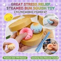 Kawaii 2Pcs Steamer Dumpling Squishy Fake Food Pan-Fried Bun Slow Rebound Squeeze Fidget Sensory Novelty Adult Gag Gift