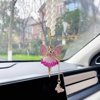 Fashion Angel Girl Car Interior Decoration, Exquisite Diamond Inlaid Car Rearview Mirror Pendant Accessories Gift Hanging