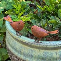 2pcs Rustic Metal Bird Garden Art Rusty Iron Craft Country Style for Outdoor Garden Decoration