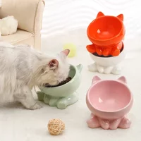Ceramic Pet Food Bowl Tilt High Bottom Neck Protector Bowl Antichoking Dog and Cat Water Bowl Antidumping Dog Feeding Supplies