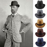 Männer Frauen Klassische Retro Wollmischung Homburg Hüte Woll-Fedora-Kappen Trilby Sonnenhut Reise Party Einstellbar UK M-L US 7 1/8-7 3/8