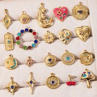 6pcs Shiny Colorful Rhinestone Pendant Cherry Love Enamel No Fading Charms Mushroom Star For Women DIY Earring Necklace Jewelry