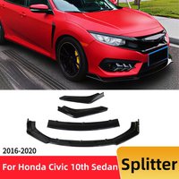 For Honda Civic 10th Gen Sedan 2016-2020 Front Bumper Lip Chin Splitter Decoration Glossy Black Tuning Car Styling AccessoriesFo