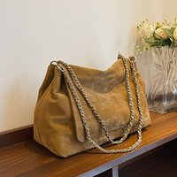 New Retro Pu Commuting Tote Bag for Women Large Capacity Shopping Accessorise Shoulder Bag Simple Leisure Texture Chain Bag