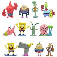 12pcs/Set Spongebob Squarepants Anime Figures Toy Patrick Star Mr. Krabs Collectible Model Doll Fans Gift