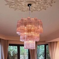 Italian Design Glass Ceiling Chandeliers vintage Clear Pink Hanging Lamps Cloakroom villa Dulpex Restaurant Decor Pendant Light
