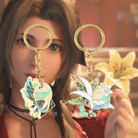 Game Final Fantasy VII FF7 Keychain Pendant Lily Peacock Metal Keychain Cosplay Props For Men Women Pendant Jewelry Gift