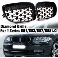 Diamond Star Grill Chrome Silver Gloss Black Kidney Front Bumper Grille Compatible For BMW 1 Series E81 E82 E87 E88 2007-2011