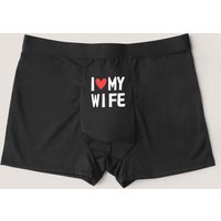 Varsbaby Men Big Tall Performance No Fly Boxer Brief with I love wife Print Sexy Breathable Underwear