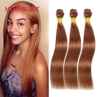 Miss Rola Brazilian Straight Human Hair Weaving 1/3/4 Bundles 27# Blonde 99J BUG Ombre Remy Hair Extensions Double Wefts