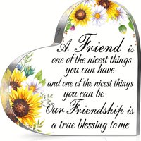 Sunflower Daisy Heart Acrylic Plaque Sweet Friendship Gift for Best Friend BFF