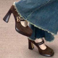 Vintage Thick High Women Mary Jane Shoes Banquet Party Buckle Strap Pumps New Spring Autumn Women's Elegant Dress Shoes