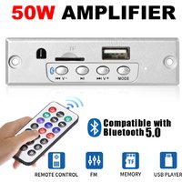 2*25W 50W Amplifier DC 6-12V MP3 Decoder Board Bluetooth 5.0 12V Car MP3 Player USB FM Call Recording Support Folder Switching