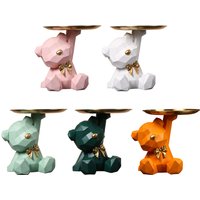 Key Holder Figurine with Pallet Geometric Bear Resin Storage Box Decor Entrance Crafts Household Supplies for Office Coffee Shop