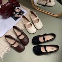 Women's Fashion Square Toe Velcro Flats Elegant Ladies Daily Slim Soft Comfortable High Quality Shoes for Woman 43677