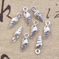 50pcs Charms Lovely Conch Shell 14x5mm Antique Silver Color Pendants DIY Crafts Making Findings Handmade Tibetan Jewelry