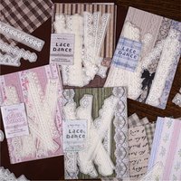 34 PCS Lace Strip Sticker Material Paper Scrapbook Paper for Scrapbooking Supplies Aesthetic Junk Journal Journaling Craft