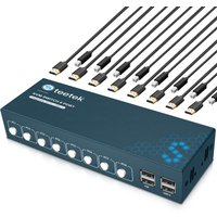 KVM Switch 8 Port HDMI KVM Switch 4K 3D 4 in 1 Out 4 PCs Sharing with One Set of Keyboard Mouse Support Hot Key USB2.0