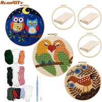 RUOPOTY Branch Birds Punch Needle Kit DIY Beginner Embroidery Kit Animal Punch Needle Kit For Beginners Easy Create Wall Art Art
