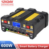 600W Car Battery Chargers 12V 12A / 24V 9A Output Quick Charging Intelligent Automatic Pulse Repair Battery Charger US EU Plug
