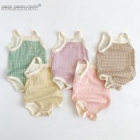Sommer Neugeborenen Baby Mädchen Ärmel Schlinge Plaid Outfits Baumwolle Weiche Overalls Infant Kinder Casual Kleidung Bodys