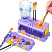 Water Circulation Paint Brush Cleaner with Tray Brush Holder for Watercolor Oil Water-Based Paint Rinser Leak-proof Easy-Clean