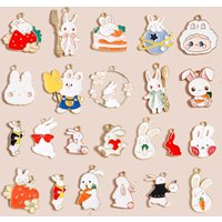 Leslie 10pcs Mixed Cute Enamel Bunny Rabbit Charms for Earrings Necklace Jewelry Making Animal Pendants Handmade DIY Finding