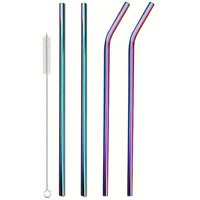 4Pcs Stainless Steel Straw with Cleaning Brush Reusable Straws Long Straws for Stanley 40oz Cup Accessories