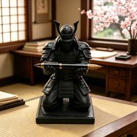 Kneeling Samurai Pen Holder Base Armor Ninja Figurine Pencil Stand Office Japanese Style Stationery Racks Desk Ornament Gift