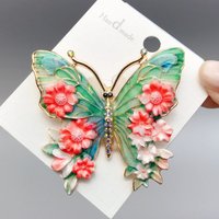 New Vintage Big Flower Butterfly Brooches 6-color Beautiful Insects Brooch For Women's Clothes Pins Fashion Party Jewelry Gifts