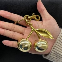 Glitter Gold Cherry Keychain Cherries Pendant For Coach Handbag Shoulder Bags Women's Bag Charm Accessories Gift