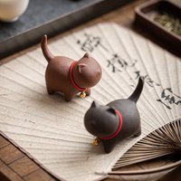 1x Purple Clay Cute Cat Tea Pets Ceramic Kung Fu Tea Set Accessories for Home Decor Tea Art Decorations Kitten Teaware
