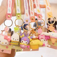 Anime Sanrio Hello Kitty Pochacco Keychain Cute Mymelody Kuromi Cinnamoroll Action Figure Doll Kawaii Pendant Toys Keyring Gift