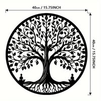 2D Flat 40.01×40.01cm Round Metal Sign Tree of Life Wall Decor Indoor Home Room Housewarming Birthday Gift.