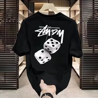 Street Trend Graffiti Art Dice Logo White Casual T-shirt Luxury Brand Men's and Women's Top