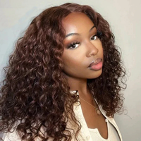 #4 Chocolate Brown Deep Wave Bob Wig Human Hair 13x4 4x4 HD Lace Front Wigs Human Hair Pre Plucked Human Hair Wig Short Bob Wigs