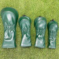 Green PU Leather Golf Club Head Cover Wood Club Protectors Soft Lining Solid Color Elastic Band Headcover
