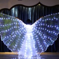LED Isis Wings, Belly Dance Wings, Light Up White LED Butterfly Wings, Glow Angel Dance Adults Child Performance Clothing