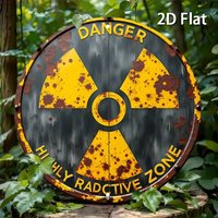 2D Flat 2D Flat 1pc danger Round Aluminum Sign, radiation symbol Metal Tin Sign, highly radioactive zone 7, 87X7, 87" Round Alum