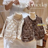 Girls Autumn Vest Children Fleece Thickened Winter Waistcoat New Kids Fashion Warm Padded Coats Toddler Casual Clothing 1-8Y