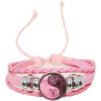 12 Zodiac Signs Yin Yang Bracelets Constellation Glass Cabochon Pink Leather Bangle Women Girls Birthday Gifts Dropshipping