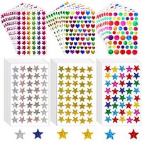 30Sheets Foil Star Metallic Stickers Aurora Silver Gold Coloful Transfer Stickers DIY Decals Reward Behavior Chart Glitter Label