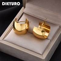 DIEYURO 316L Edelstahl Gold Farbe Hohl Ball Hoop Ohrringe Für Frauen 2022 Neue Mode Hohe Qualität Designer Mädchen Schmuck