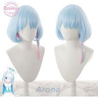 【AniHut】Arona Blue 40cm Cosplay Wig Blue Archive Straight Heat Resistant Synthetic Hair Arona Cosplay