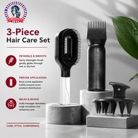 3Pcs Hair Care Set | Spray Detangler Brush, Root Comb Applicator Bottle & Scalp Massager for Wet & Dry Hair Styling, Scalp Care