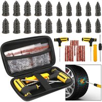 Kit d'outils de réparation de pneus de voiture, clous de réparation de pneus sous vide de moto avec mallette de rangement EVA, ensembles d'outils de réparation de pneus Tubeless en caoutchouc de